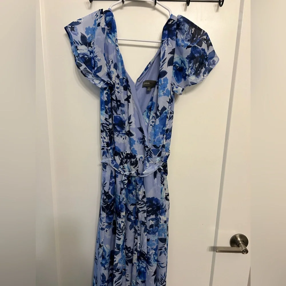 Donna Ricco Blue Floral Jumpsuit
